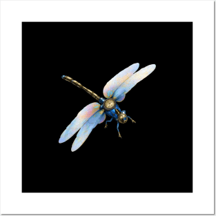 Steampunk Dragonfly with Clock Posters and Art